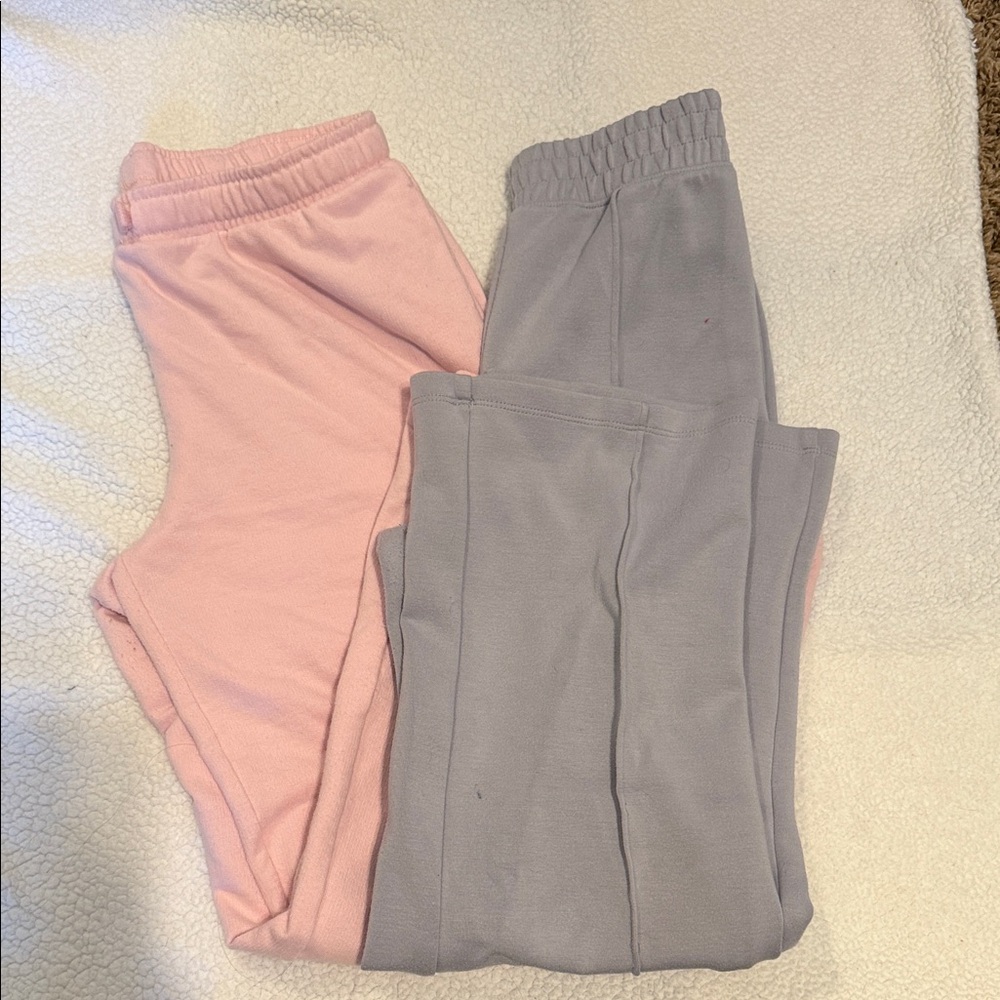 Kids Soft Knit Jogger Pants Multi Pack- Pink & Gray